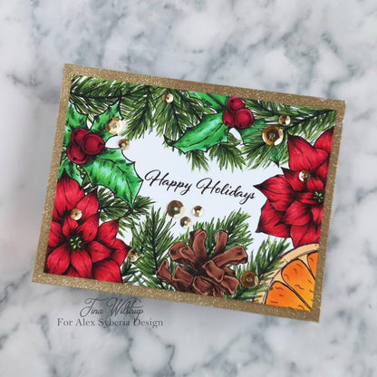 Christmas Frame Digital Stamp - alexsyberiadesigns