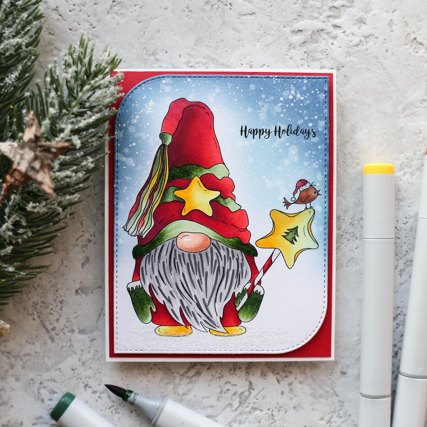 Christmas Cute Gnome Digital Stamp - alexsyberiadesigns