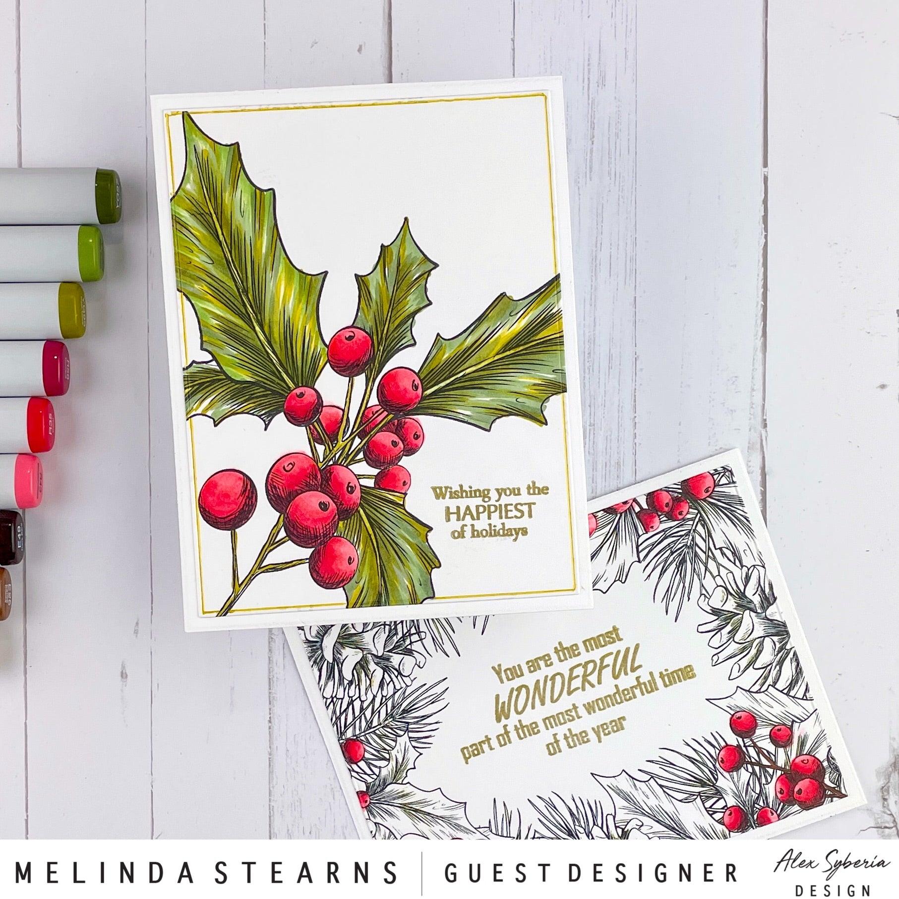 Vintage Collection - Christmas Berries Digital Stamp - Alex Syberia Designs