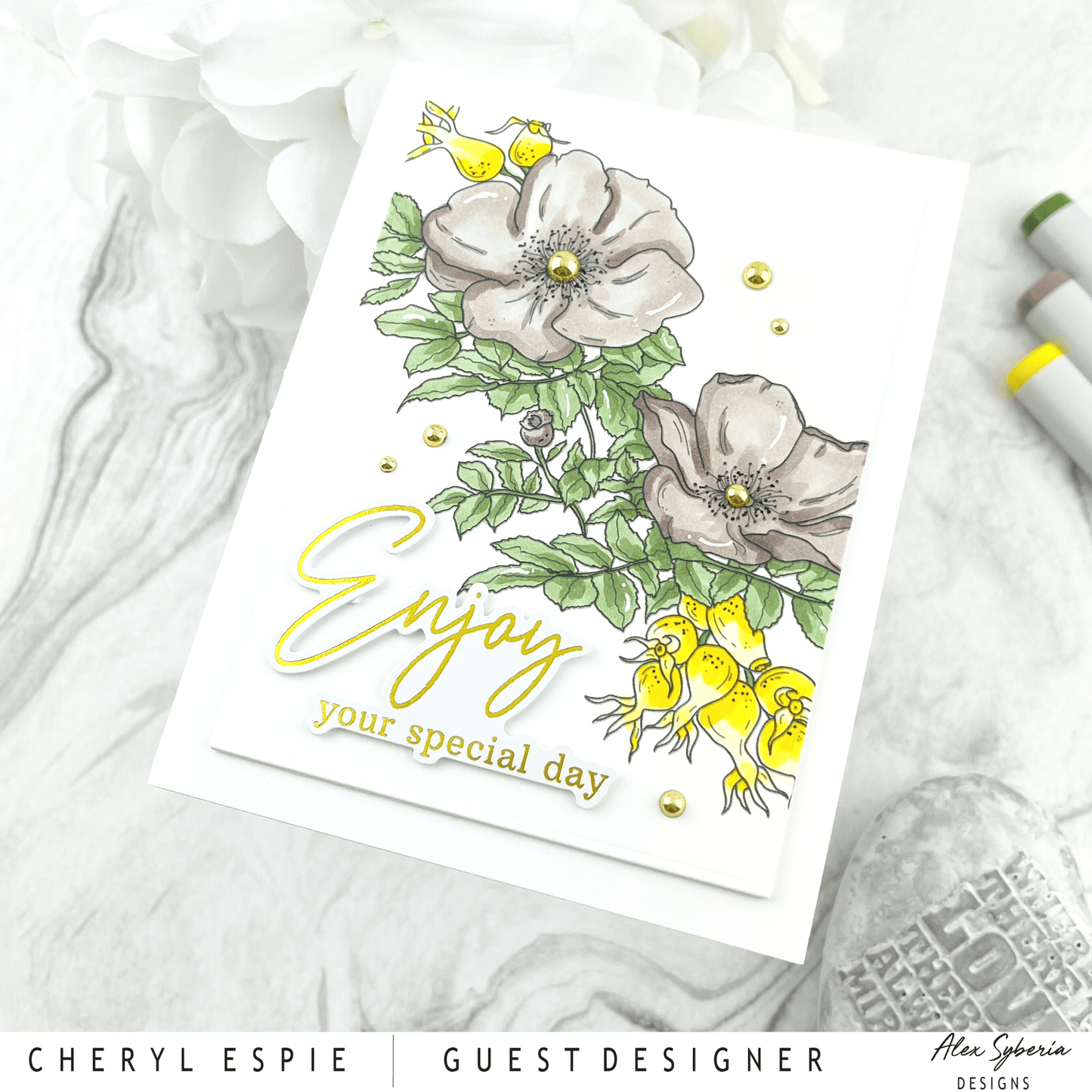 Dog Rose Digital Stamp - Alex Syberia Designs