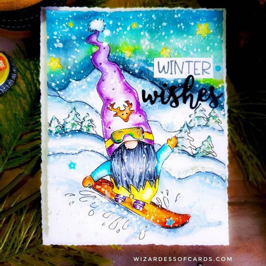 Snowboarding Gnome Digital Stamp - Alex Syberia Designs