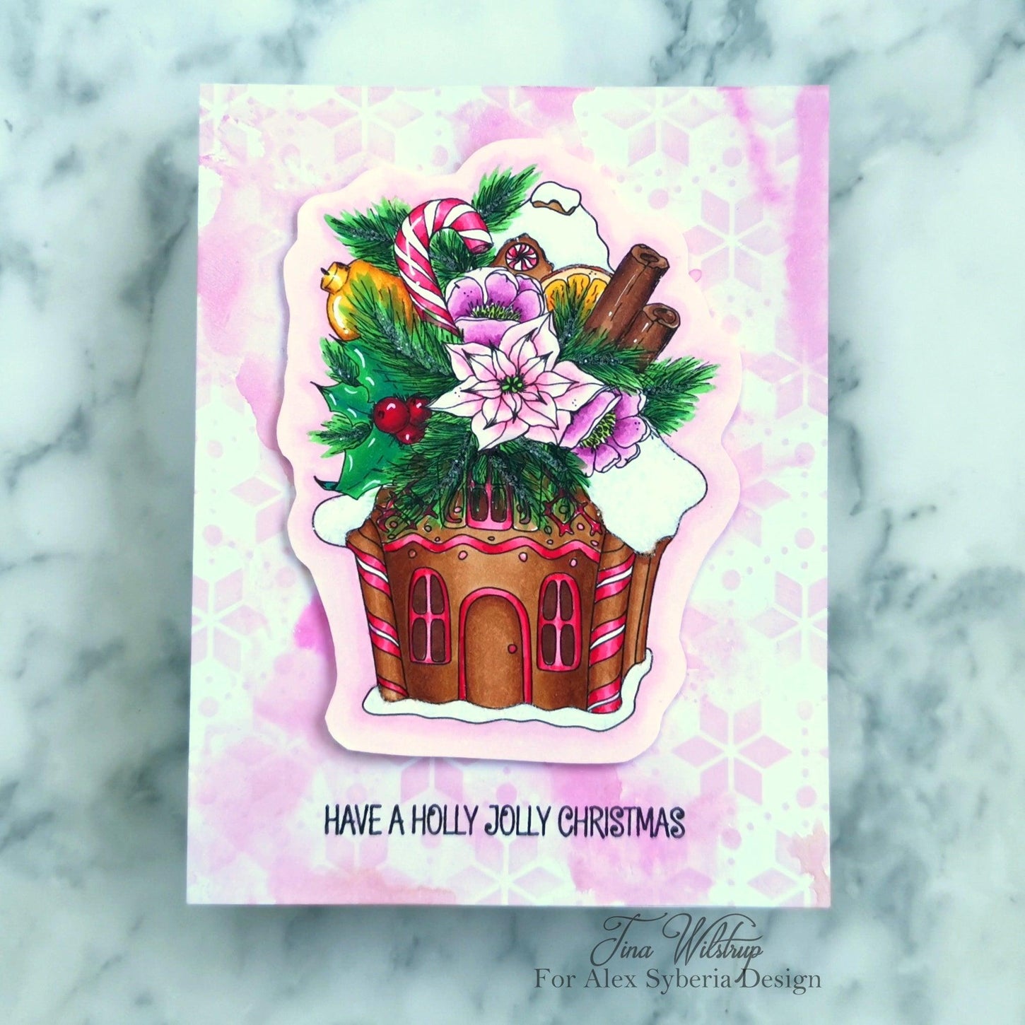 Gingerbread House Bouquet Digital Stamp - Alex Syberia Designs