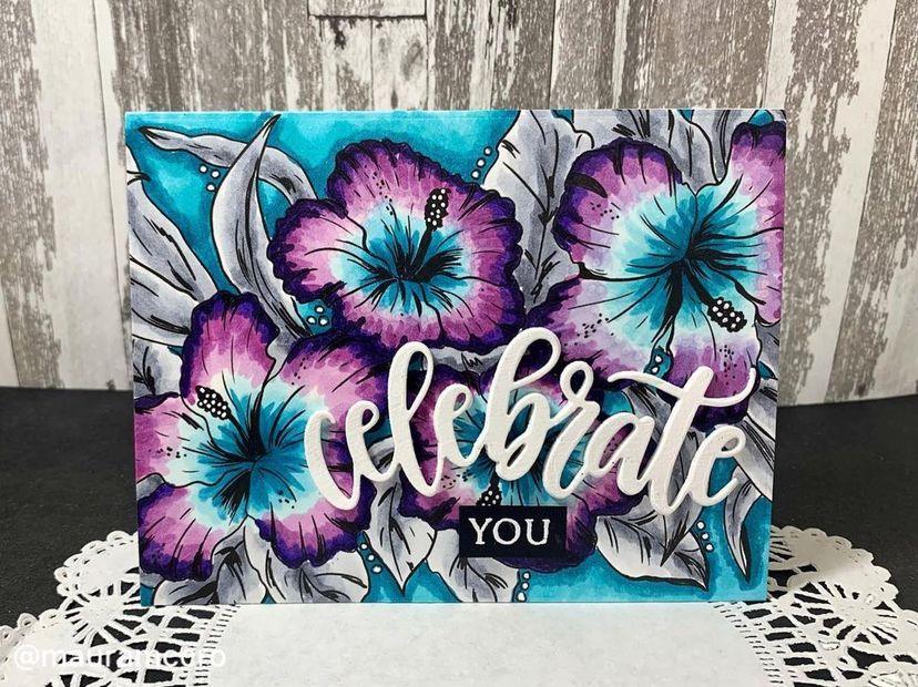 Sketched Hibiscus Digital Stamp - Alex Syberia Designs