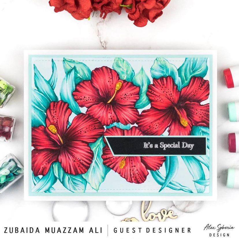 Sketched Hibiscus Digital Stamp - Alex Syberia Designs