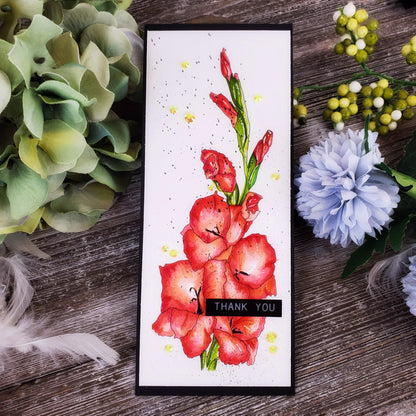 Gladiolus Slimline Card Panel Digi Stamp - Alex Syberia Designs