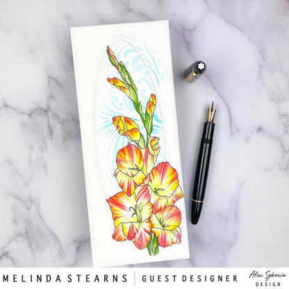 Gladiolus Slimline Card Panel Digi Stamp - Alex Syberia Designs