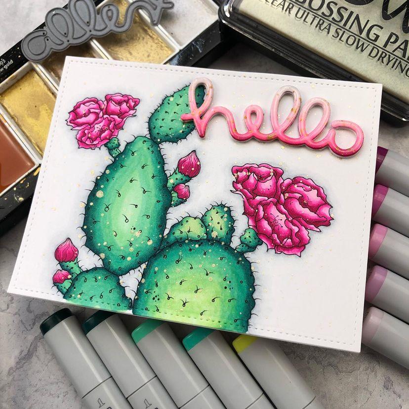 Pretty Cactus Digital Stamp - Alex Syberia Designs