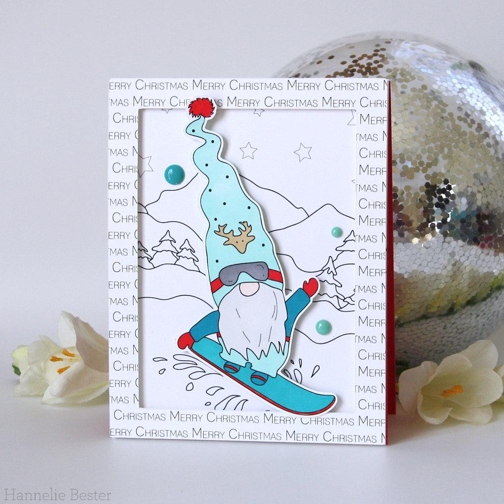 Snowboarding Gnome Digital Stamp - Alex Syberia Designs